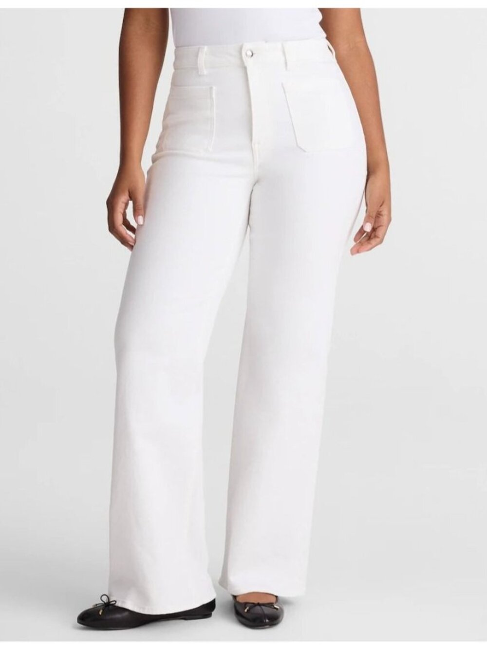NWT Flawed Madewell Curvy Emmy Wide-Leg Jean Sz 31 White High Rise Stretch Denim